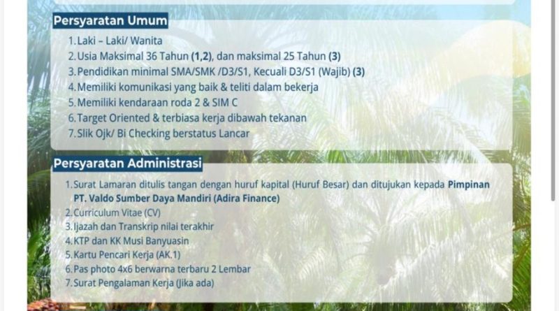 Job fair digital 2026 Kolaborasi Disnakertrans PT Valdo Sumber Daya Mandiri (Adira Finance)